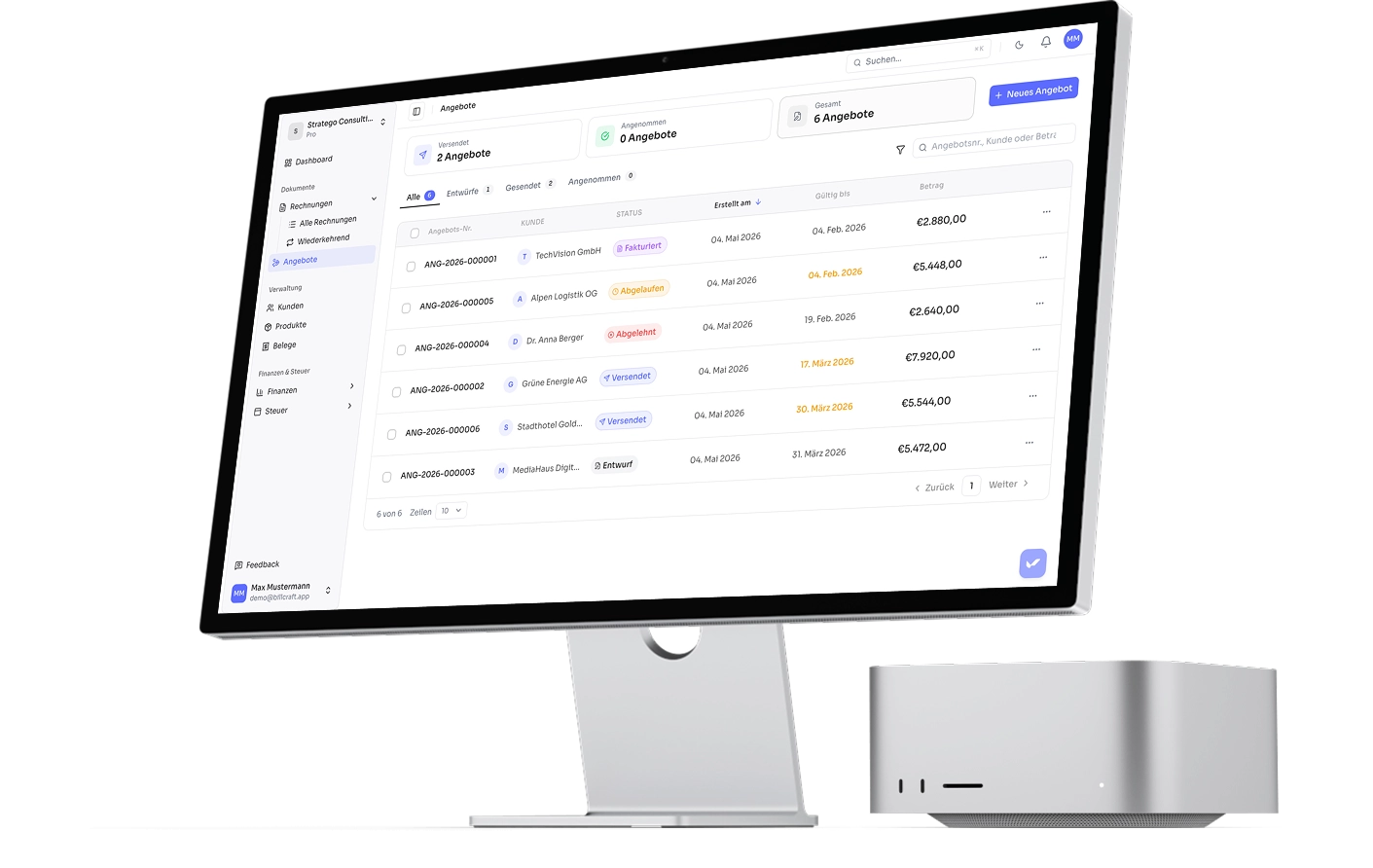 BillCraft Dashboard - Angebote erstellen und verwalten