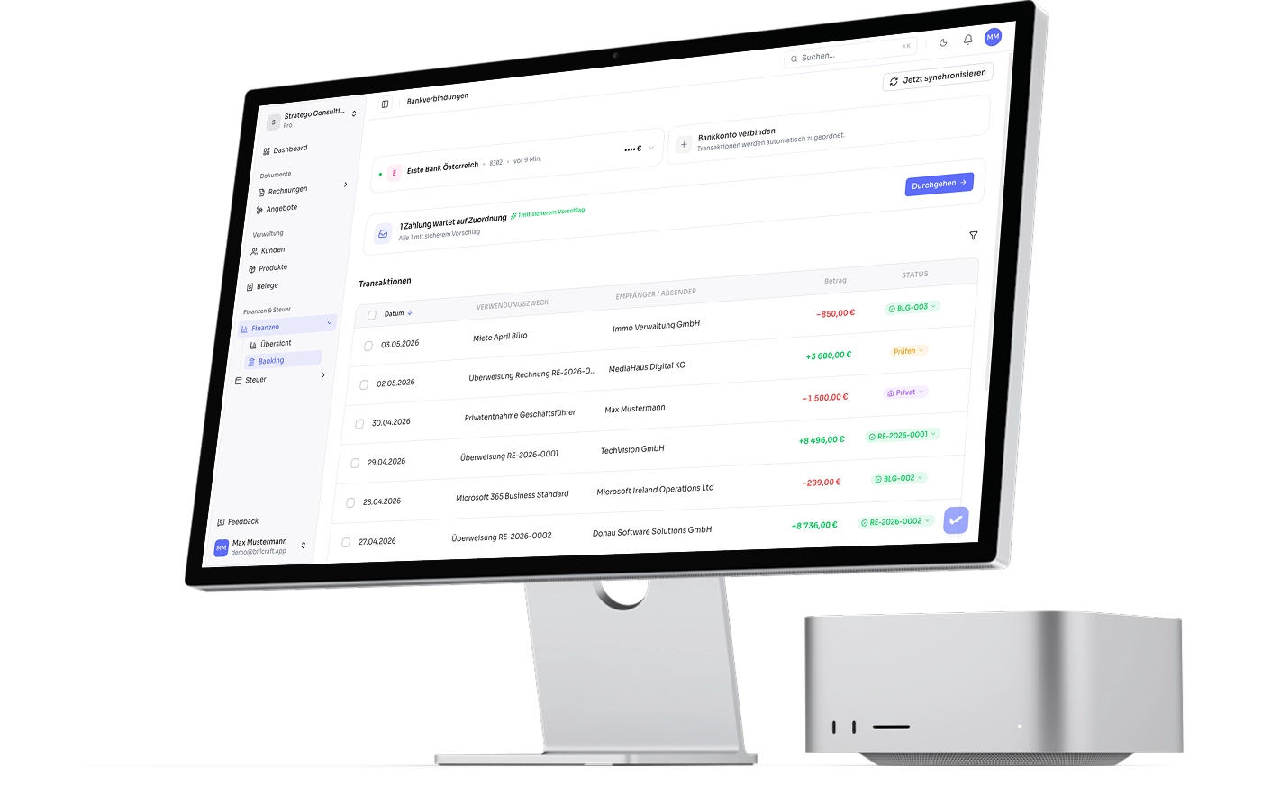 BillCraft Dashboard - PSD2-Banking und Zahlungsabgleich