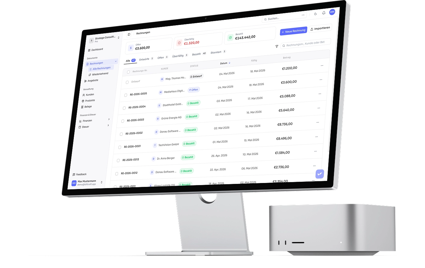 BillCraft Dashboard - Rechnungen erstellen